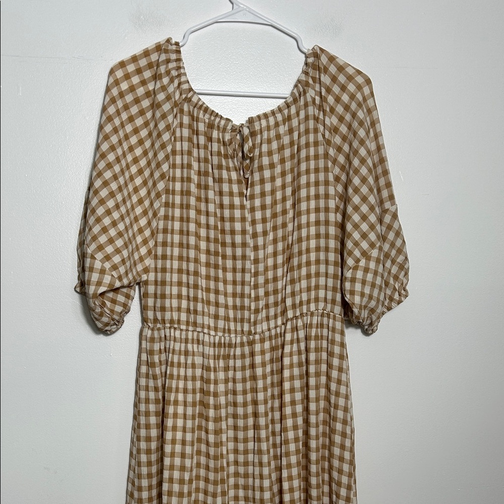 Mango Plaid Puff Sleeve Midi Dress - Picture 5 of 7